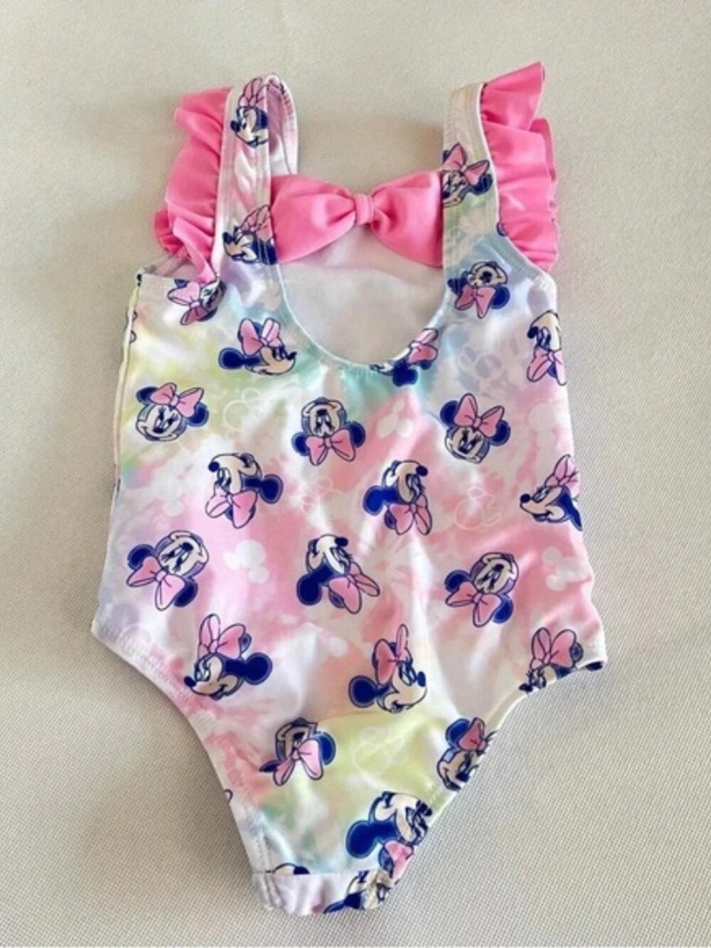 Disney Minnie Baby One Piece Swimsuit Size 2 Toddler Girls Pink Lined UPF 50+